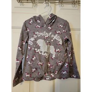 LILY BLEU*Girls 4*Unicorn Hooded Top*Gray*Sparkles